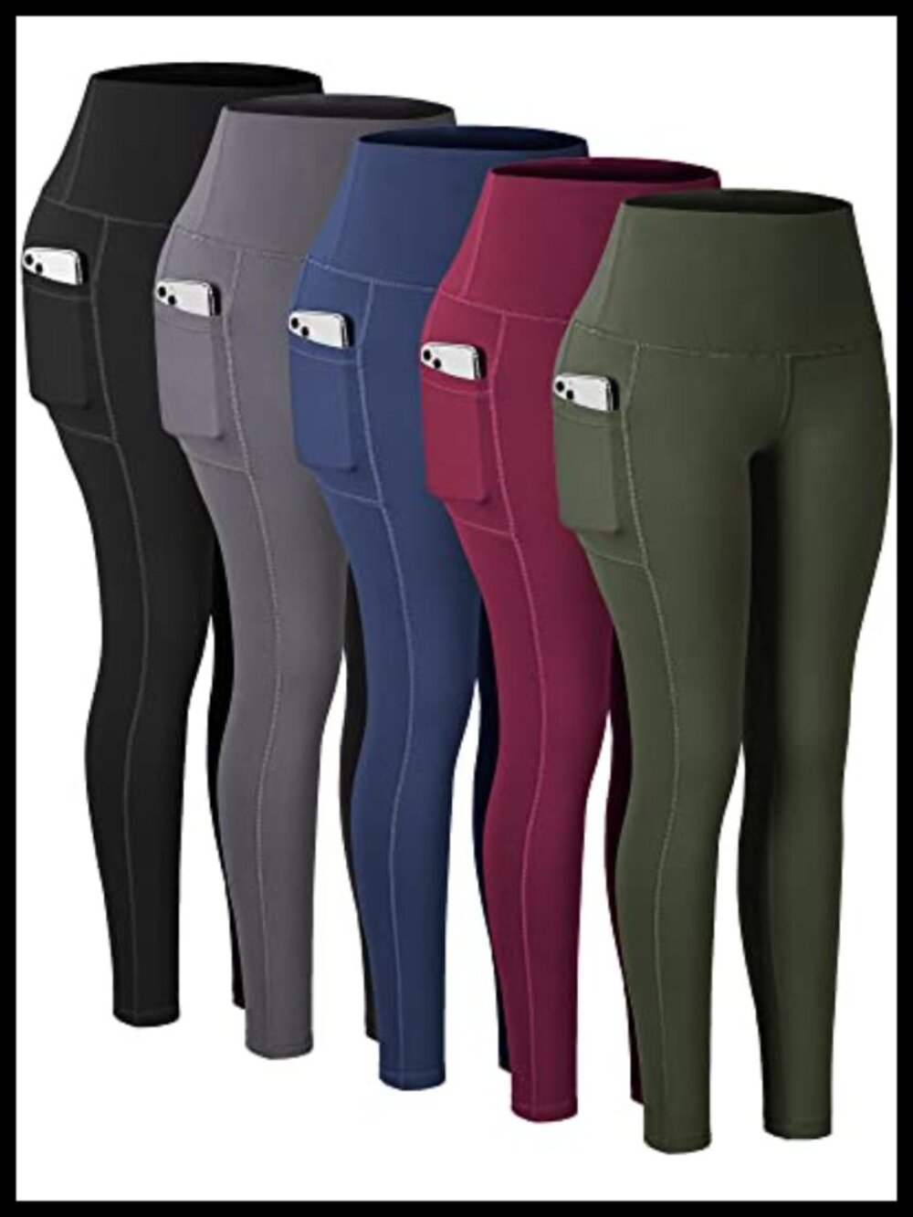 High Waisted Yoga Leggings with Pockets, Tummy Control Gym Pants